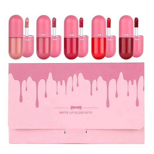 Gegemoon Mini Matte Lip Glosses Set 5 Pcs Capsule Liquid Lipsticks